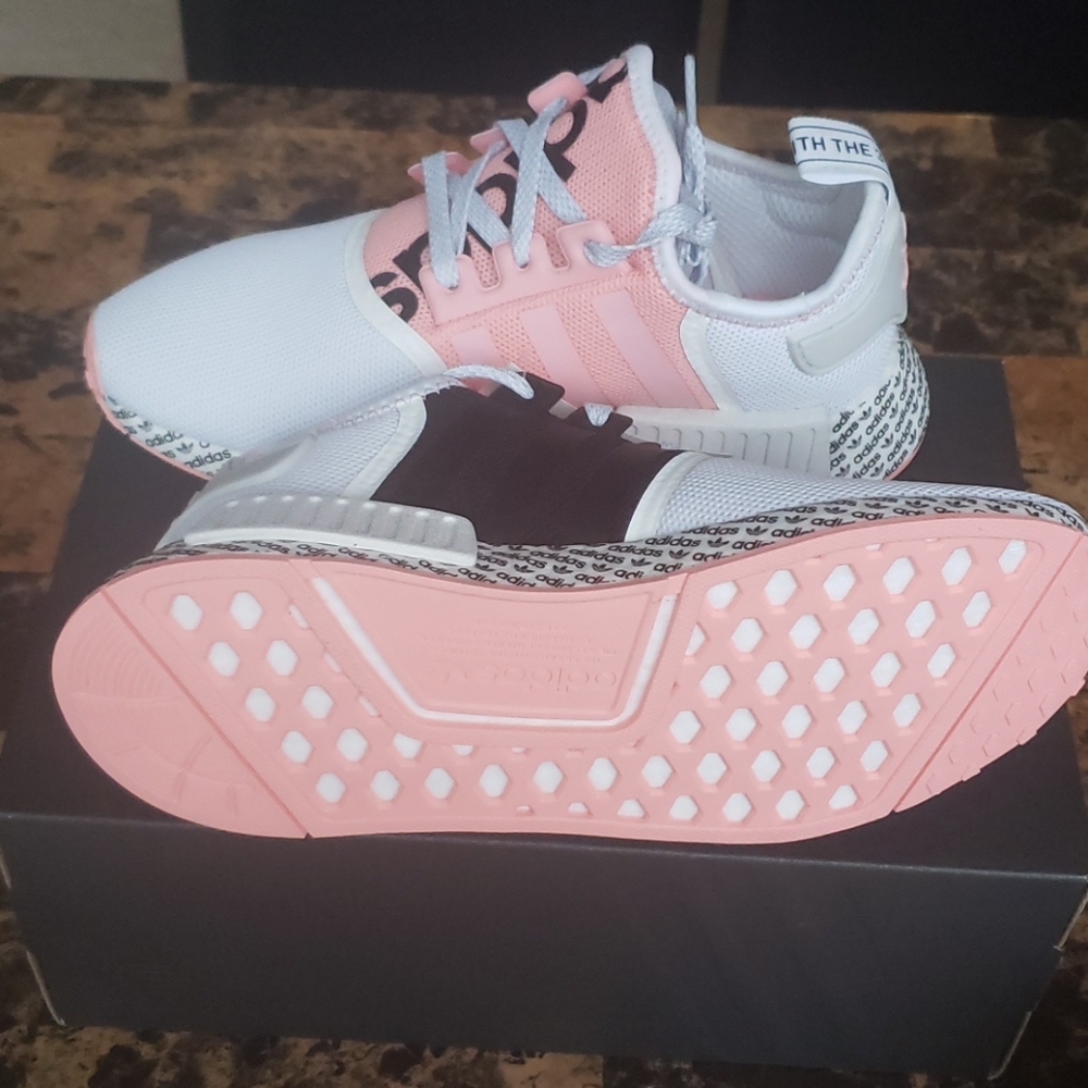 Rare Adidas NMD R1 White/Pink/Black NWT - Picture 8 of 16